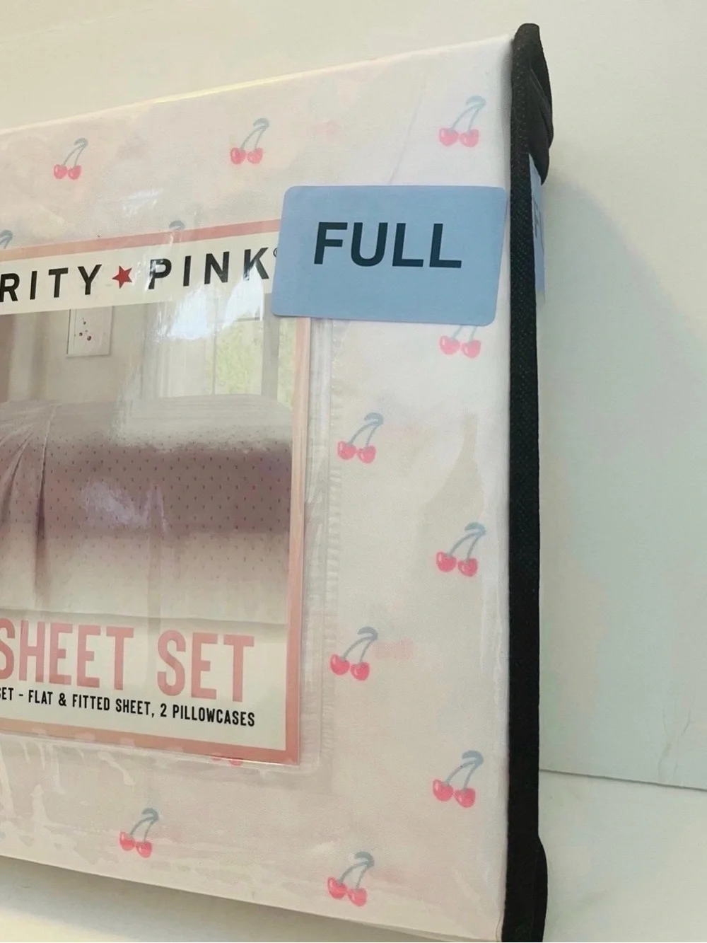 Celebrity Pink Full Size Sheet Set Soft Pink with Cherries